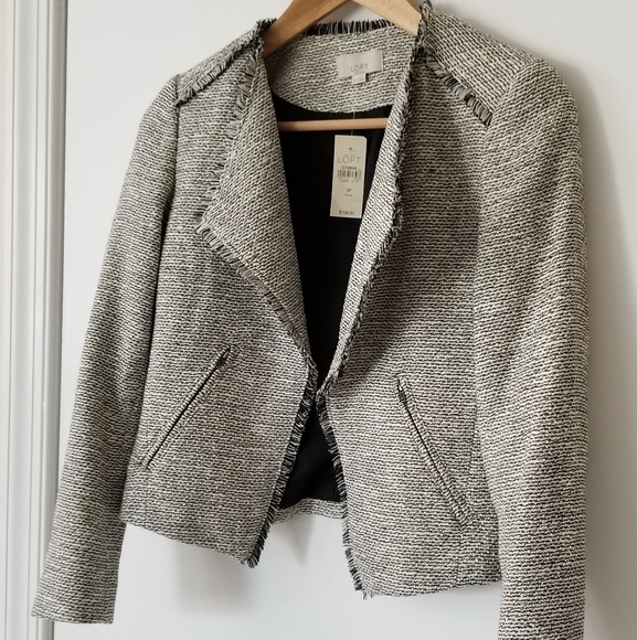 NWT LOFT Fringe Tweed Jacket in 0P - Picture 4 of 8